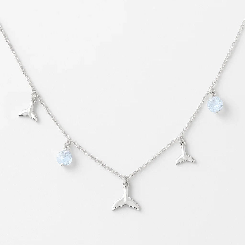 Colar de Prata Pingentes Sereia e Pedras Cravejadas