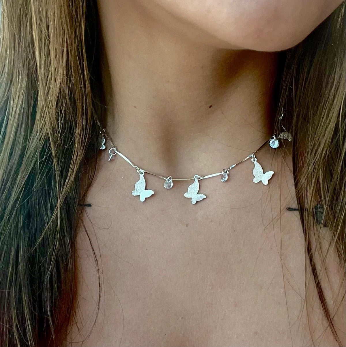 Colar Borboletas Lumière Folheado a Prata 925