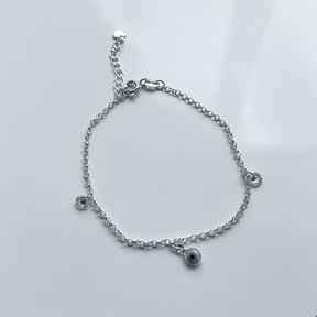 Pulseira Olho Grego com Pedras Cravejadas [Prata 925]