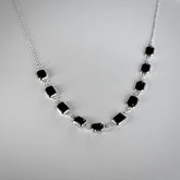 Colar folheado Noite Prateada com Zircônias Negras Regulável