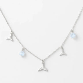 Colar de Prata Pingentes Sereia e Pedras Cravejadas
