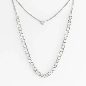 Colar Duplo Coração Chocker (Prata 925)