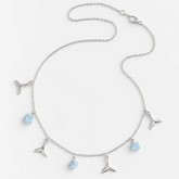 Colar de Prata Pingentes Sereia e Pedras Cravejadas