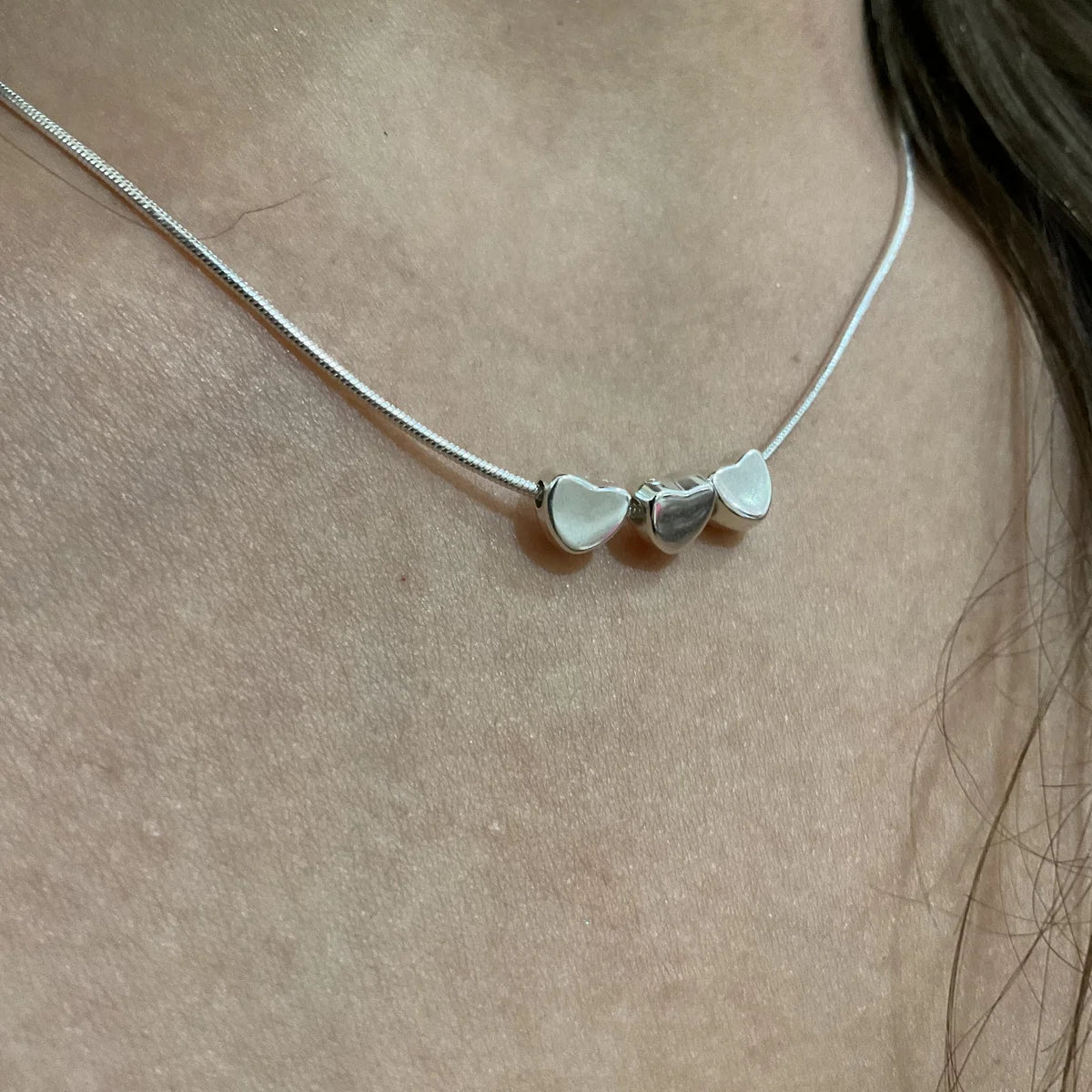 Colar de Prata pingente 3 Corações