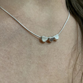 Colar de Prata pingente 3 Corações