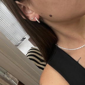 Brinco Prateado Argola Cravejada [Antialérgico]