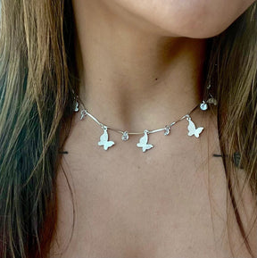 Colar Borboletas Lumière Folheado a Prata 925