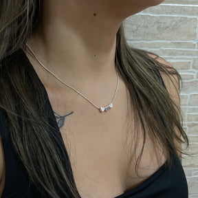 Colar de Prata pingente 3 Corações