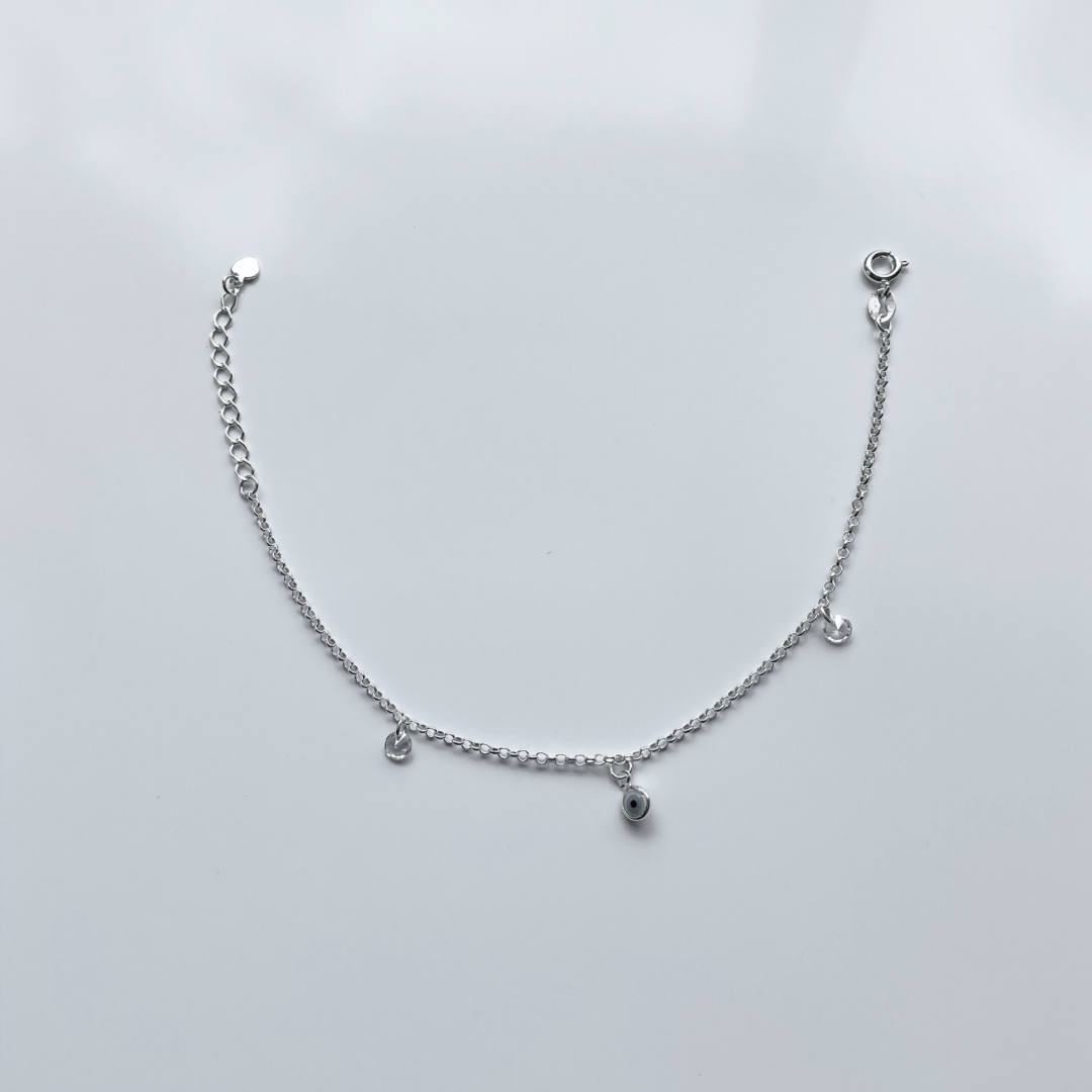 Pulseira Olho Grego com Pedras Cravejadas [Prata 925]