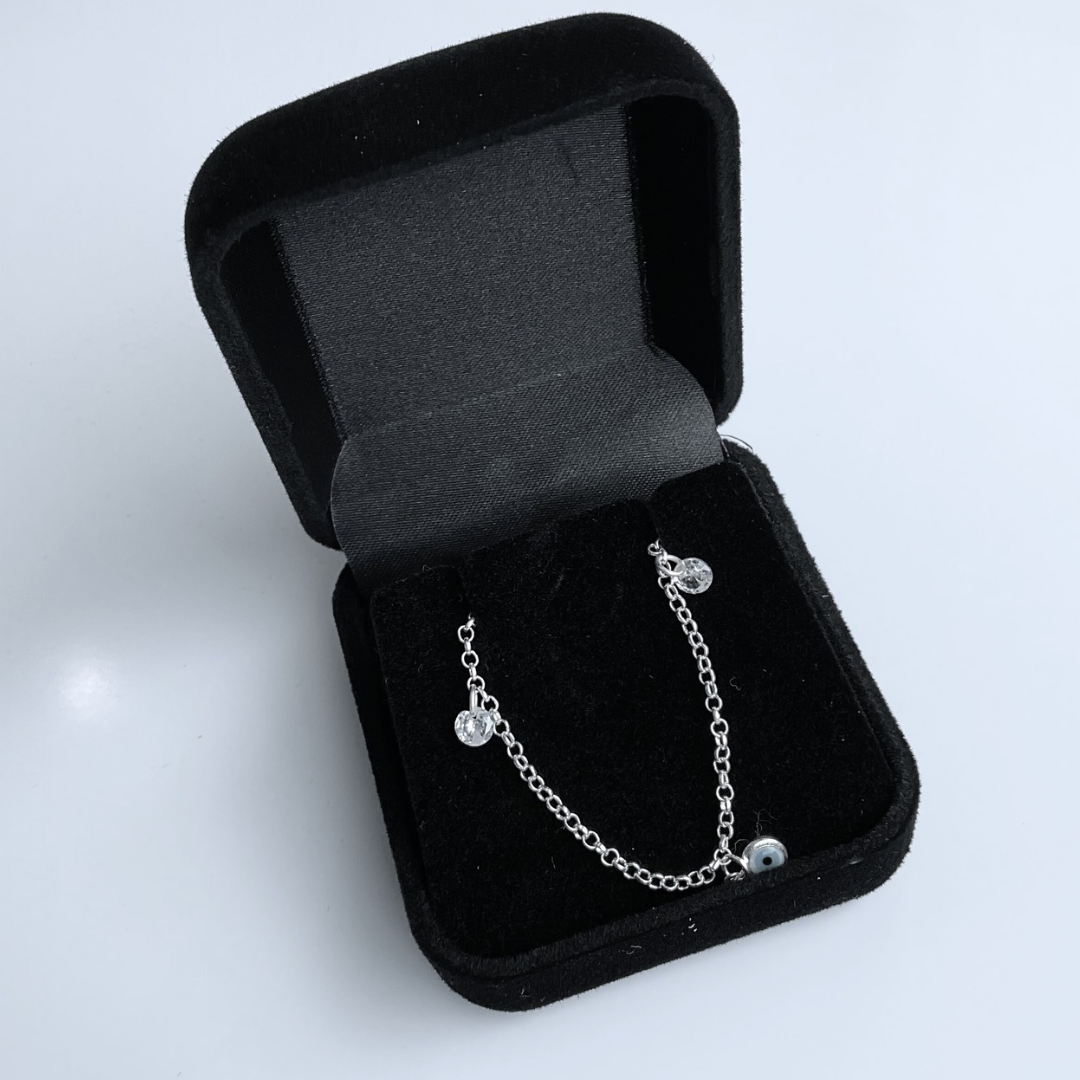 Pulseira Olho Grego com Pedras Cravejadas [Prata 925]