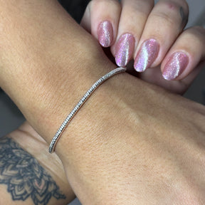 Pulseira Folheada Feminina em Elo em forma de Linha Regulável